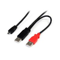 3ft USB Y CABLE FOR EXTERNAL HARD DRIVE - DUAL USB A to MICRO B